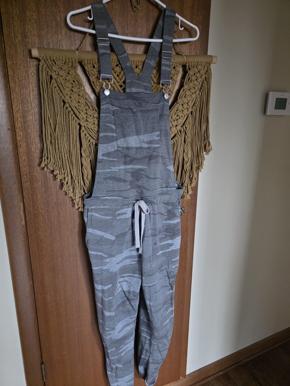 Z Supply Gray Knit Camo Overalls